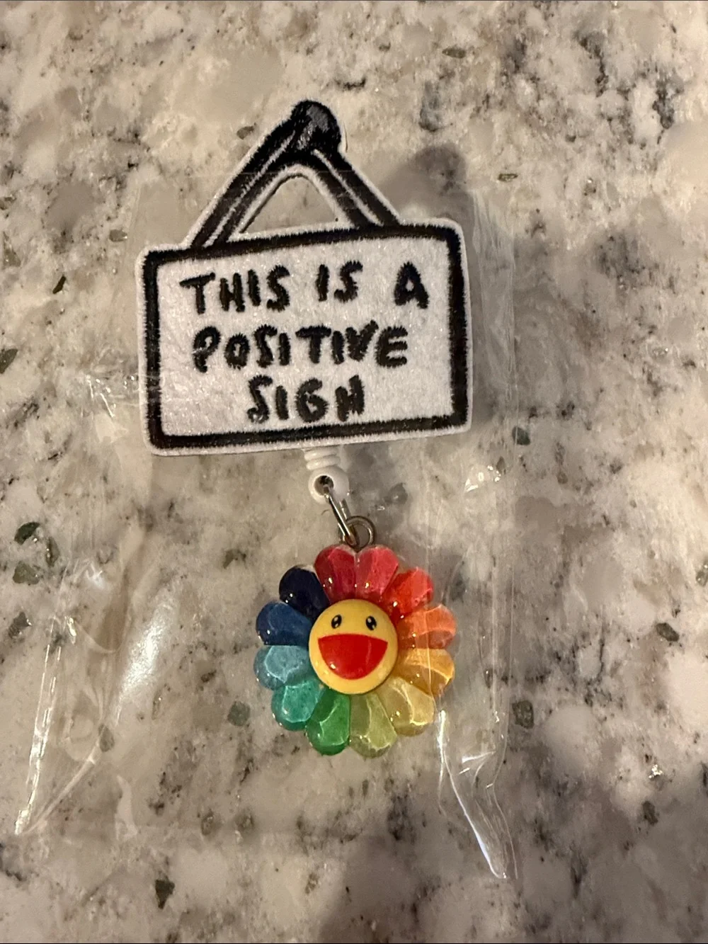 This Is A Positive Sign Rainbow Flower Wall Decor Pull Lanyard